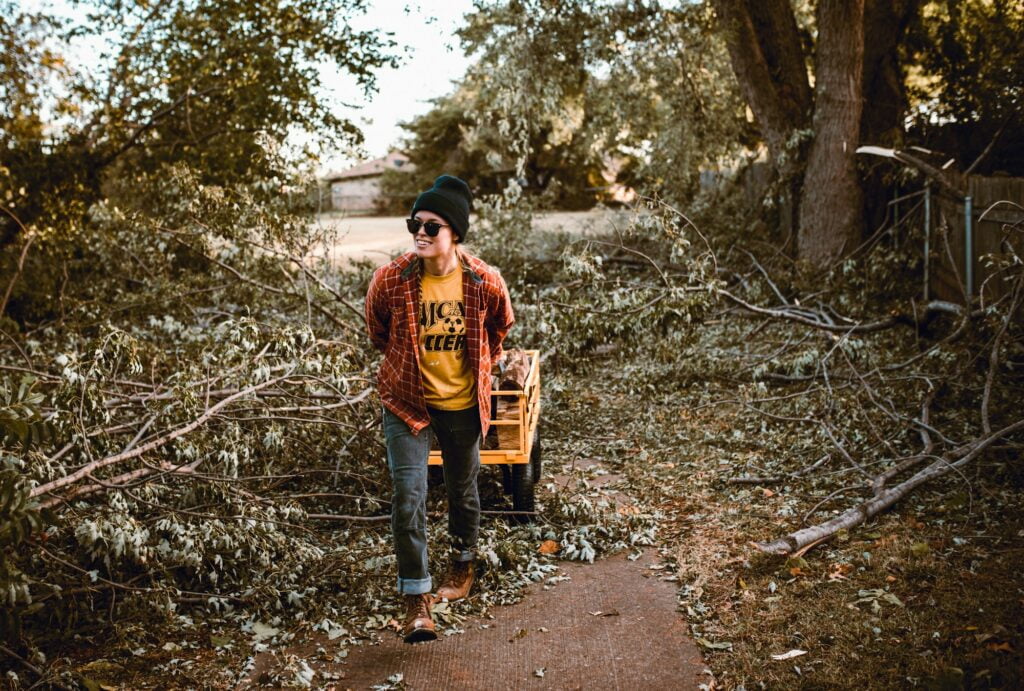 Clean up of storm aftermath debris