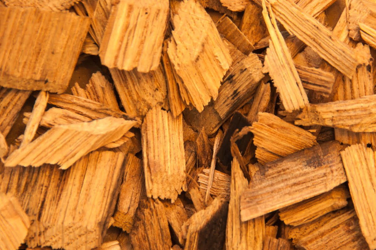 Close-up image showcasing the intricate detail of wood chipping.