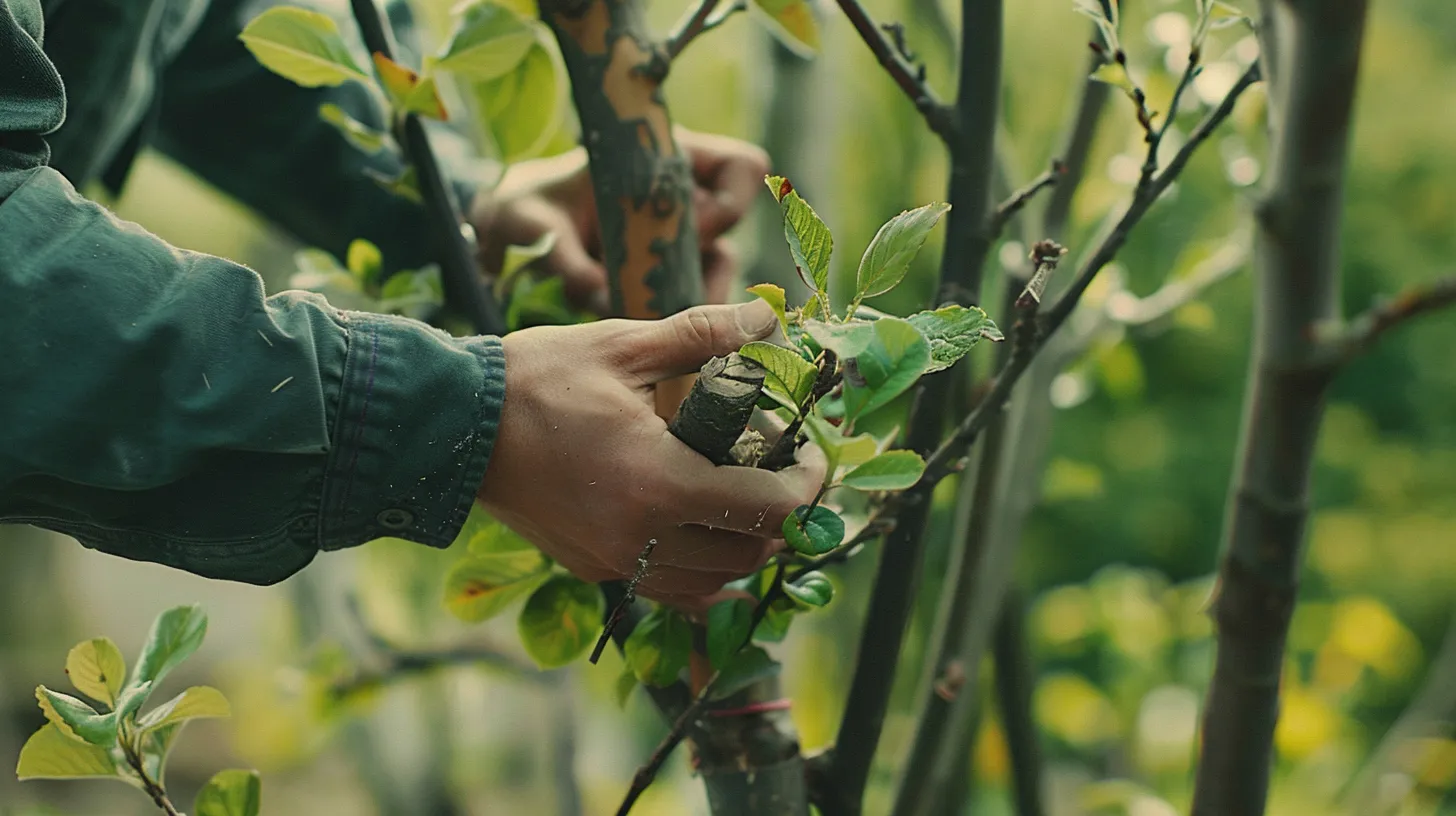 a person pruning a tree