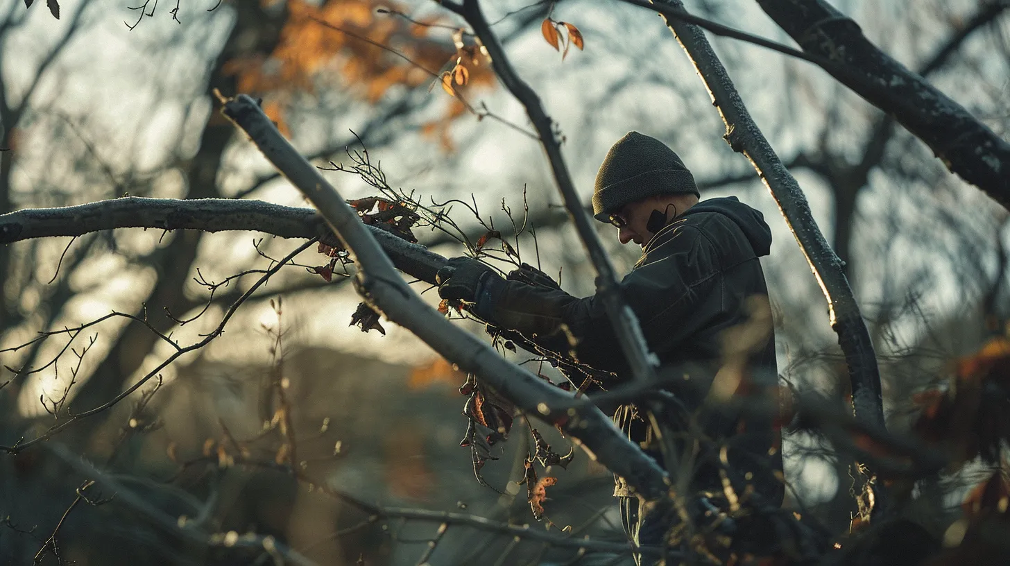 a person pruning a tree