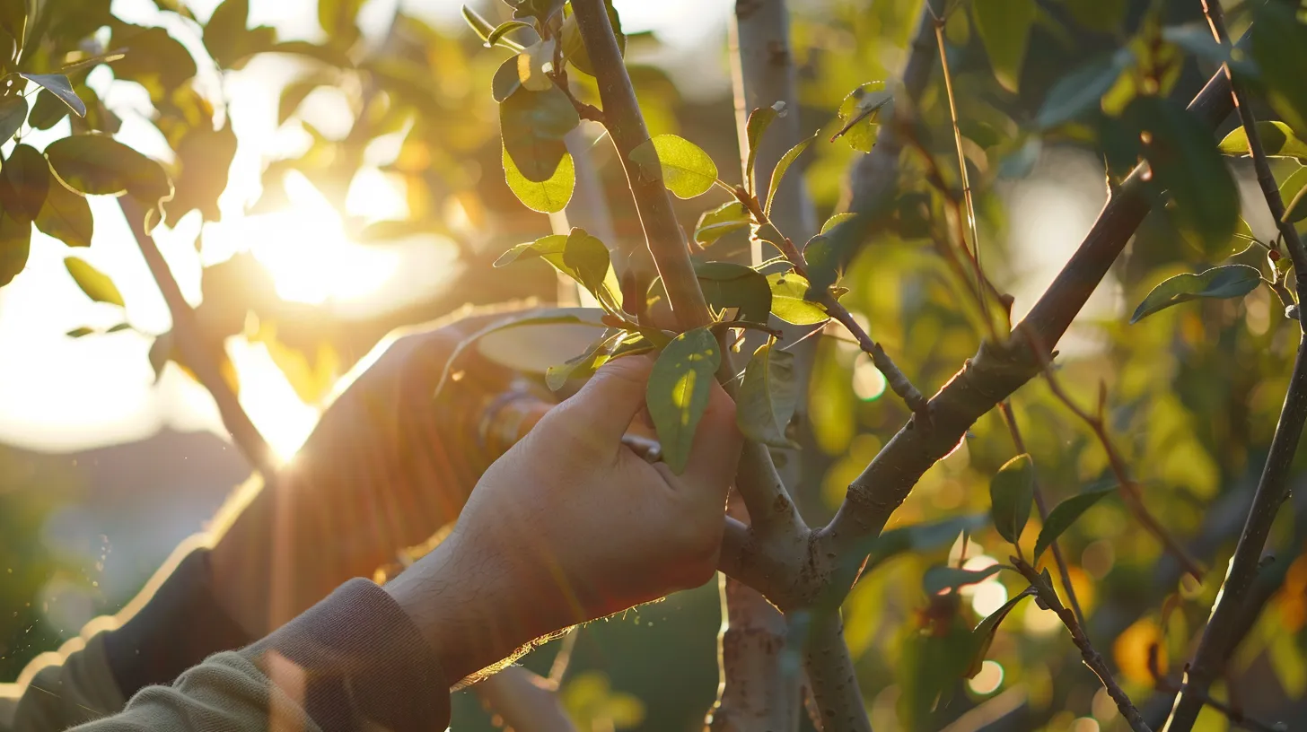 a person pruning a tree